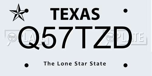 Q57TZD Texas License Plate
