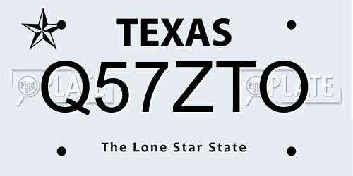 Q57ZTO Texas License Plate