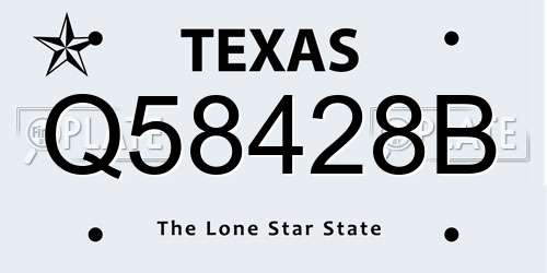 Q58428B Texas License Plate