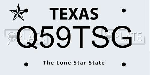 Q59TSG Texas License Plate
