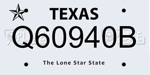 Q60940B Texas License Plate