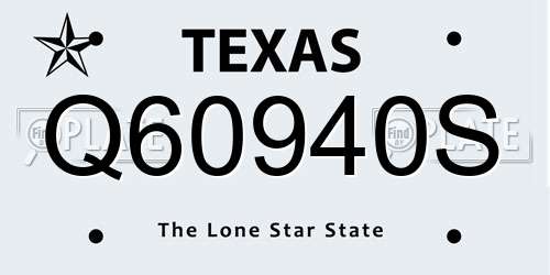 Q60940S Texas License Plate