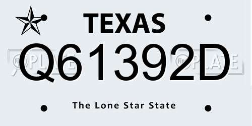 Q61392D Texas License Plate