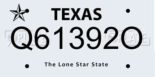 Q61392O Texas License Plate