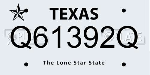 Q61392Q Texas License Plate