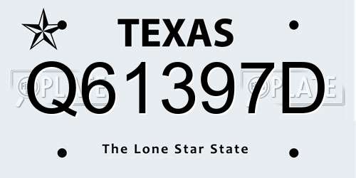 Q61397D Texas License Plate