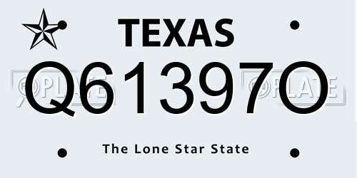 Q61397O Texas License Plate