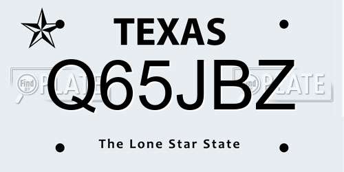 Q65JBZ Texas License Plate
