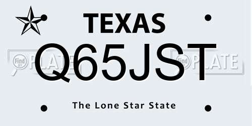 Q65JST Texas License Plate