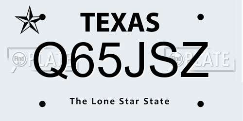 Q65JSZ Texas License Plate