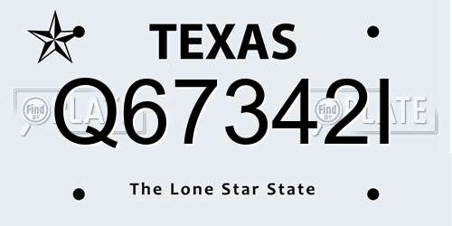 Q67342I Texas License Plate