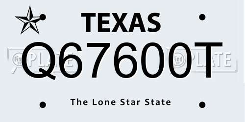 Q67600T Texas License Plate