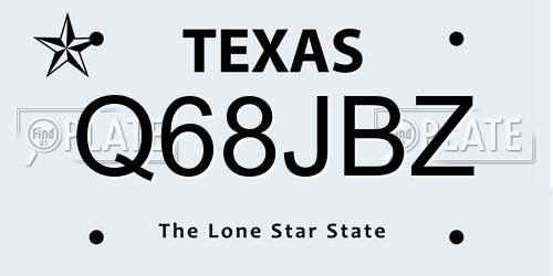 Q68JBZ Texas License Plate
