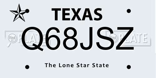 Q68JSZ Texas License Plate