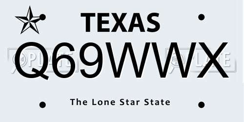 Q69WWX Texas License Plate