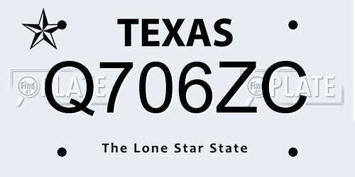 Q706ZC Texas License Plate