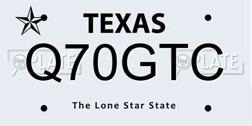 Q70GTC Texas License Plate