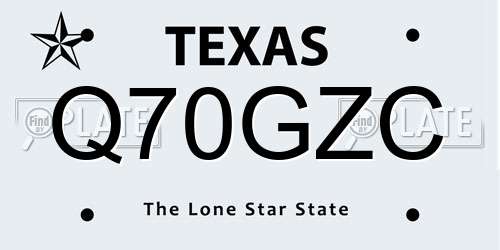 Q70GZC Texas License Plate