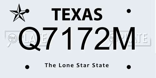 Q7172M Texas License Plate