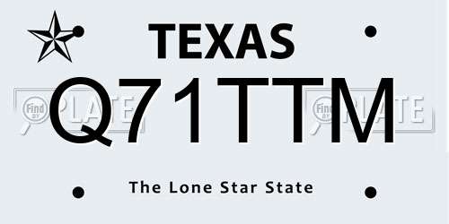 Q71TTM Texas License Plate