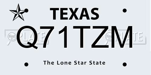 Q71TZM Texas License Plate