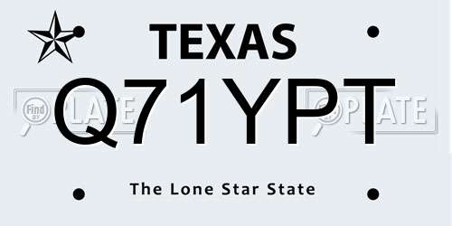 Q71YPT Texas License Plate