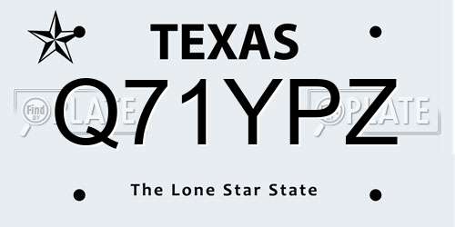Q71YPZ Texas License Plate