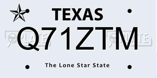 Q71ZTM Texas License Plate