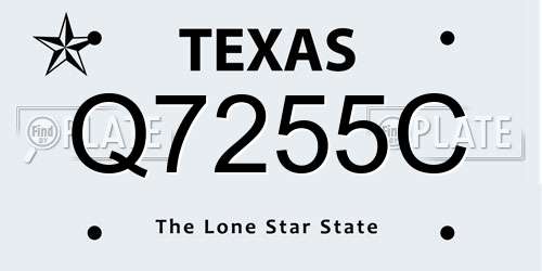 Q7255C Texas License Plate
