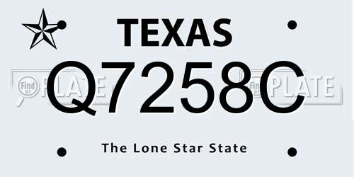 Q7258C Texas License Plate