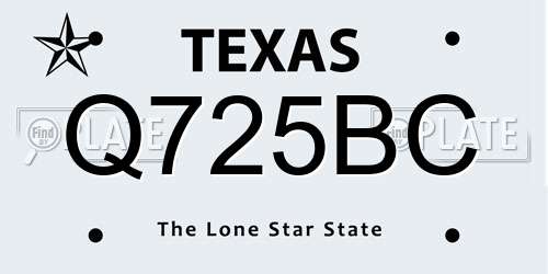Q725BC Texas License Plate