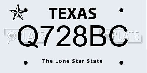 Q728BC Texas License Plate