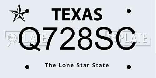 Q728SC Texas License Plate