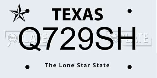 Q729SH Texas License Plate