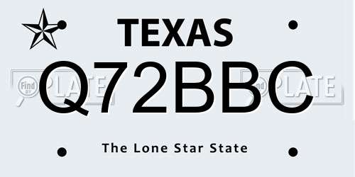 Q72BBC Texas License Plate