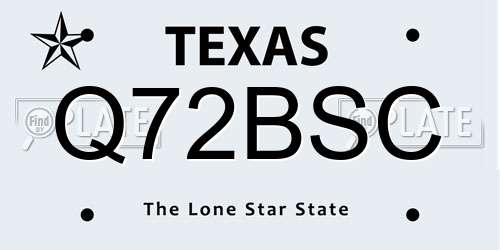 Q72BSC Texas License Plate