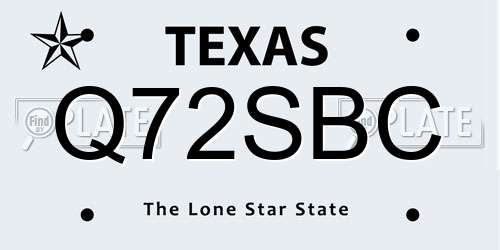 Q72SBC Texas License Plate
