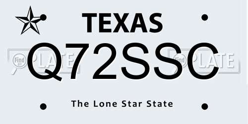 Q72SSC Texas License Plate