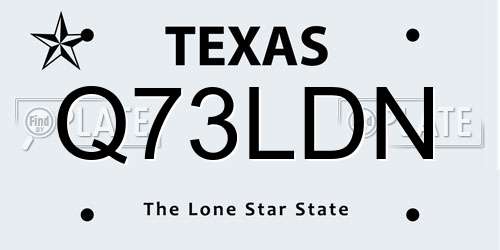 Q73LDN Texas License Plate