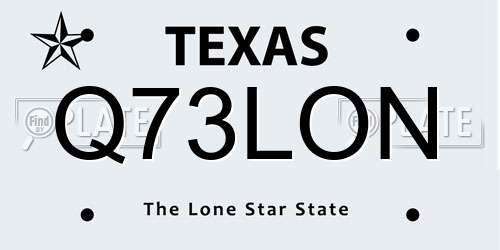 Q73LON Texas License Plate