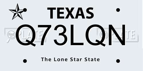 Q73LQN Texas License Plate