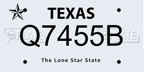 Q7455B Texas License Plate