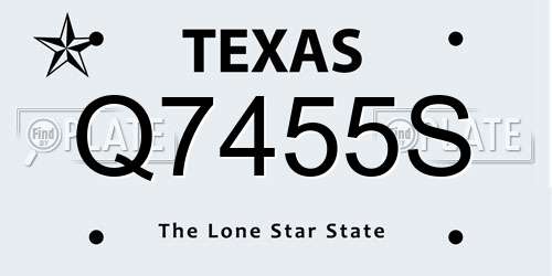 Q7455S Texas License Plate