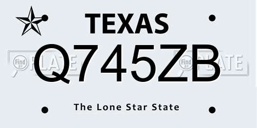 Q745ZB Texas License Plate