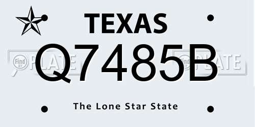 Q7485B Texas License Plate
