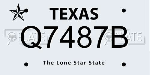 Q7487B Texas License Plate