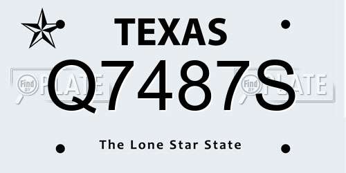 Q7487S Texas License Plate