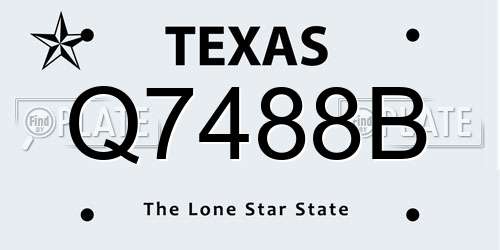 Q7488B Texas License Plate