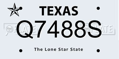 Q7488S Texas License Plate
