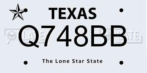 Q748BB Texas License Plate